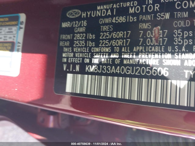 Hyundai TUCSON SE 2016 KM8J33A40GU205606 Image 9