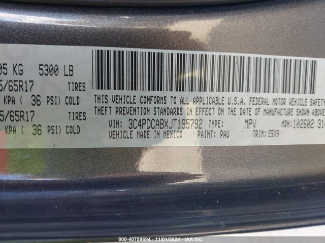 Dodge JOURNEY SE 2018 3C4PDCABXJT195792 Image 9