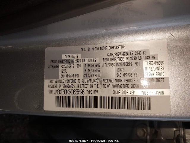 Mazda Cx-5 Grand Touring 2019 JM3KFBDM3K0635496 Image 9