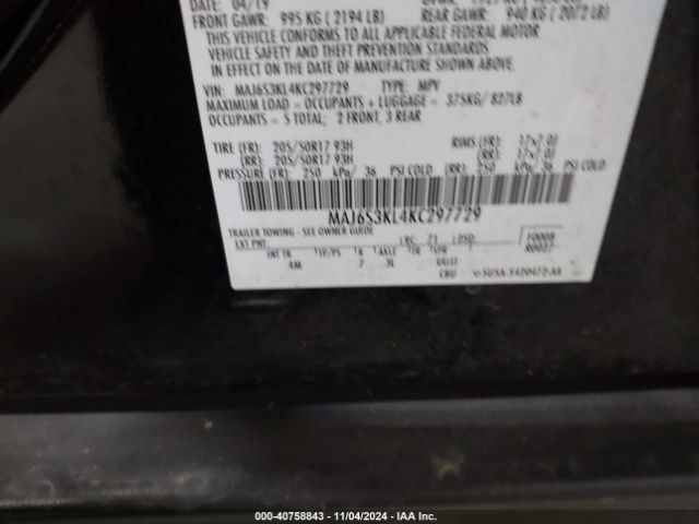 MAJ6S3KL4KC297729 Ford Ecosport Titanium