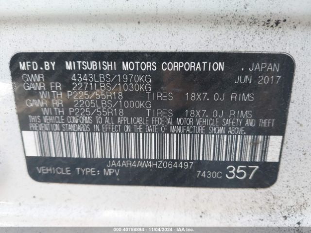 JA4AR4AW4HZ064497 Mitsubishi Outlander Sport 2.4 Gt