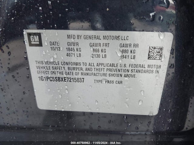 Chevrolet Cruze 1lt Auto 2014 1G1PC5SBXE7215037 Image 9