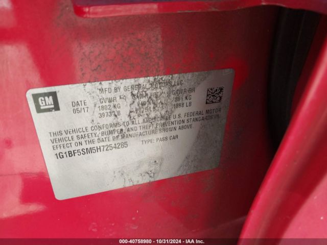 1G1BF5SM5H7254285 Chevrolet Cruze Premier Auto