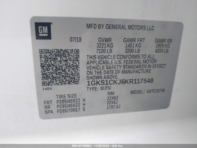 1GKS1CKJ6KR117548 GMC YUKON DENALI