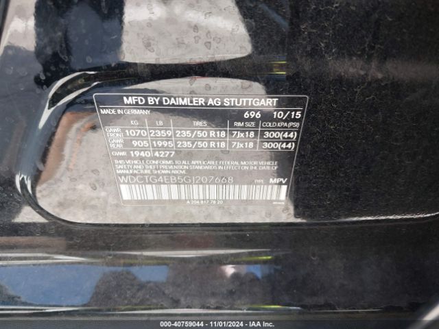 WDCTG4EB5GJ207668 Mercedes-Benz GLA 250