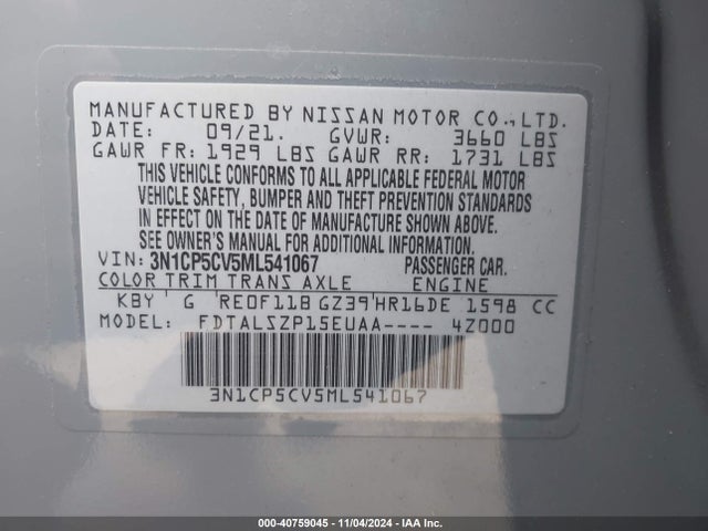 Nissan Kicks Sv Xtronic Cvt 2021 3N1CP5CV5ML541067 Image 9