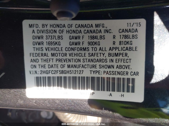 Honda Civic Lx 2016 2HGFC2F58GH512127 Image 9
