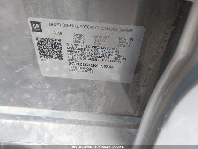 Chevrolet IMPALA LT 2019 2G11Z5S31K9150344 Image 9