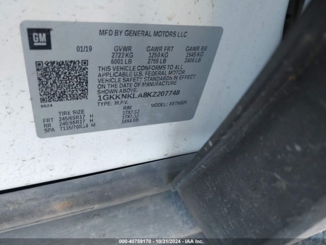 1GKKNKLA8KZ207748 GMC Acadia Sle-1