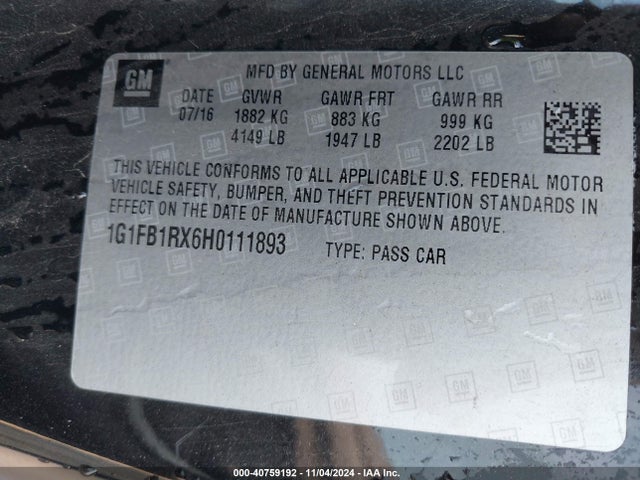 Chevrolet Camaro 1lt 2017 1G1FB1RX6H0111893 Image 9