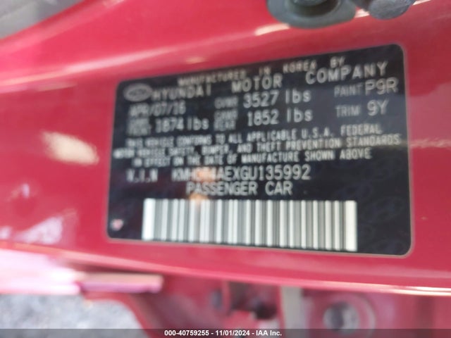 Hyundai ACCENT SE 2016 KMHCT4AEXGU135992 Image 9