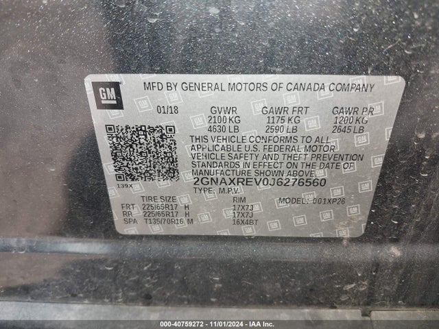 2GNAXREV0J6276560 Chevrolet EQUINOX LS