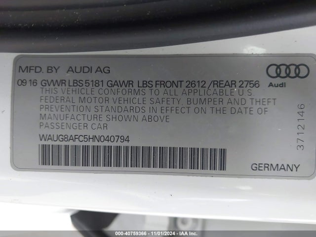 Audi A6 2.0t Premium 2017 WAUG8AFC5HN040794 Image 9
