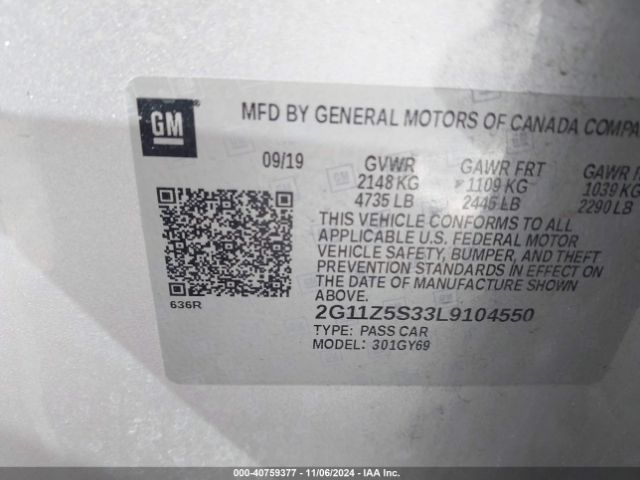 2G11Z5S33L9104550 Chevrolet Impala Fwd Lt
