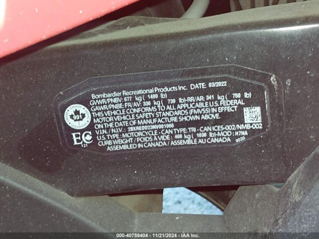 2022 CAN-AM SPYDER ROADSTER 2BXREDD23NV001966 Photo 9