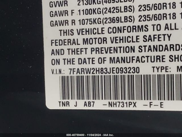 7FARW2H83JE093230 Honda Cr-v Ex-l/ex-l Navi