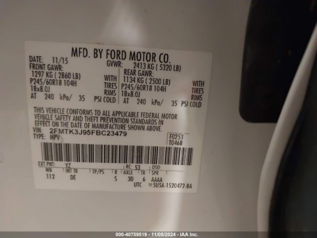 2FMTK3J95FBC23479 Ford EDGE SEL
