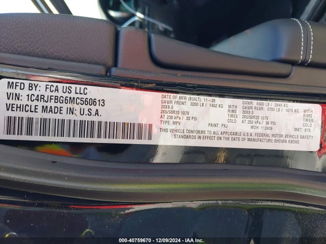 1C4RJFBG6MC560613 Jeep Grand Cherokee 80th Anniversary 4x4