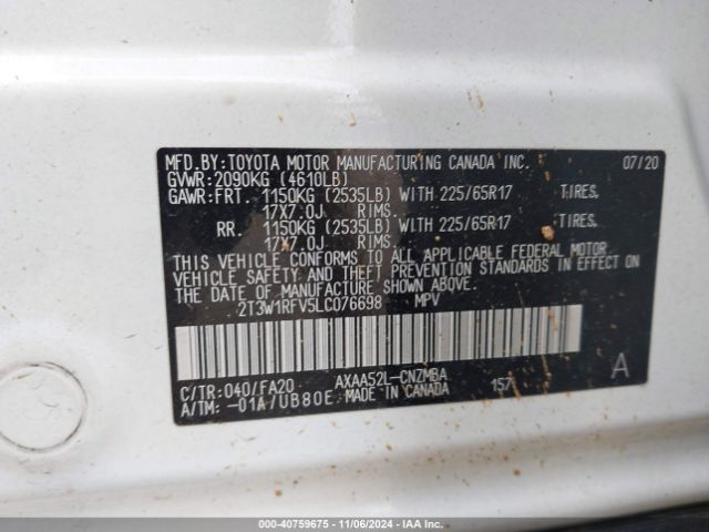 2T3W1RFV5LC076698 Toyota Rav4 Xle