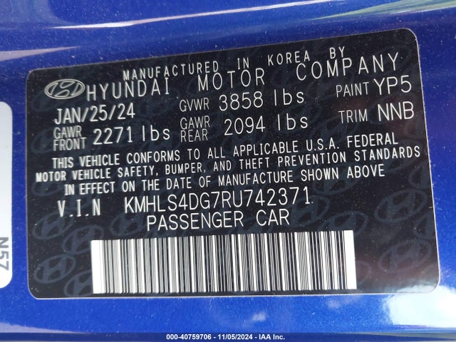 Hyundai ELANTRA SEL 2024 KMHLS4DG7RU742371 Image 9
