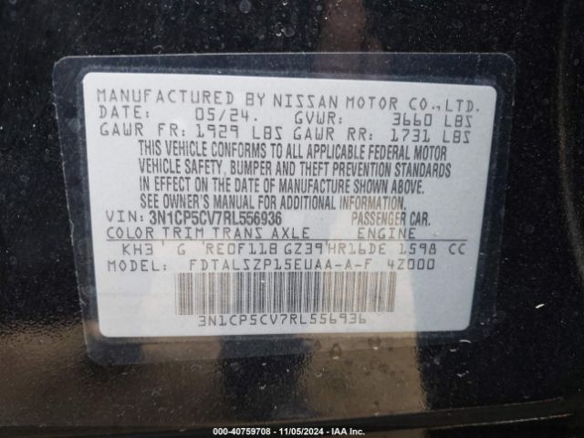 3N1CP5CV7RL556936 Nissan Kicks Sv Xtronic Cvt