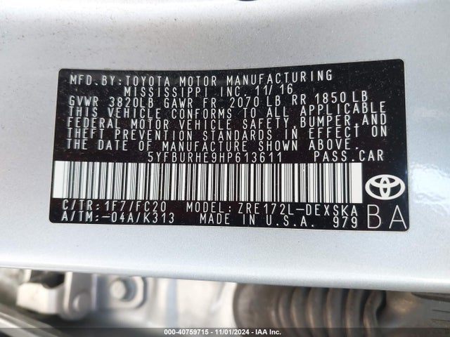 Toyota Corolla Se Special Edition 2017 5YFBURHE9HP613611 Image 9