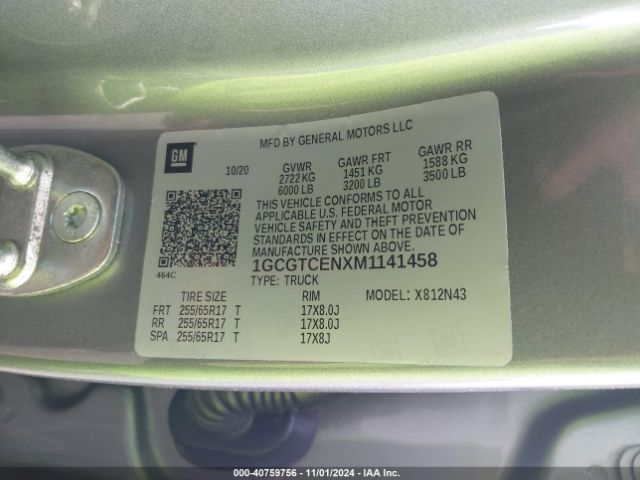 1GCGTCENXM1141458 Chevrolet Colorado 4wd  Short Box Lt