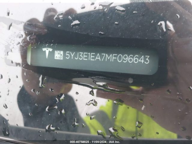 5YJ3E1EA7MF096643 Tesla Model 3 Standard Range Plus Rear-wheel Drive