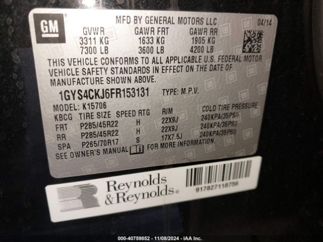 1GYS4CKJ6FR153131 Cadillac Escalade Premium