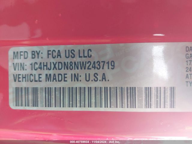 1C4HJXDN8NW243719 Jeep Wrangler Unlimited Sport 4x4