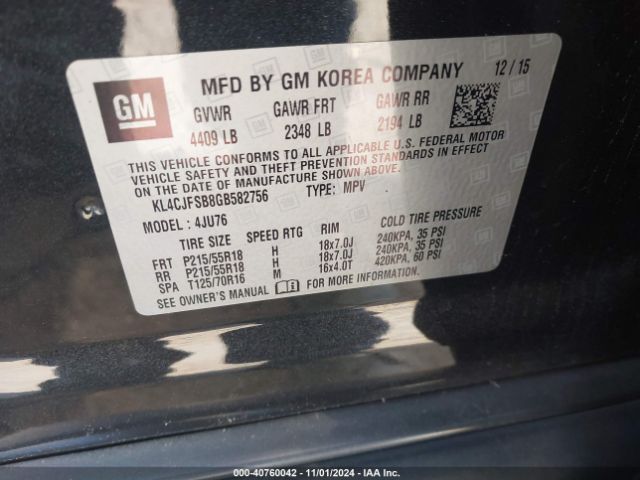 KL4CJFSB8GB582756 Buick Encore Convenience