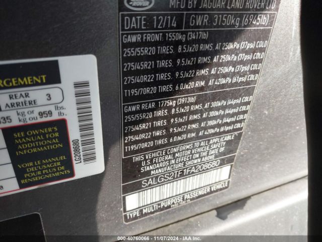 SALGS2TF1FA208680 Land Rover Range Rover 5.0l V8 Supercharged