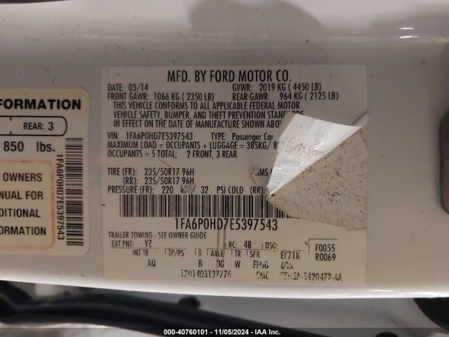 Ford FUSION SE 2014 1FA6P0HD7E5397543 Image 9