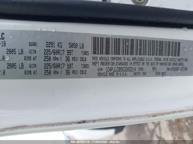 1C4PJLCB5KD203214 Jeep Cherokee Latitude Fwd