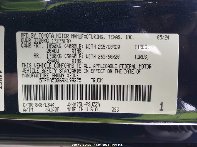 Toyota Tundra 1794 Edition 2024 5TFMA5DB6RX199275 Image 9