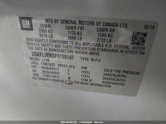 2GKFLVEK5F6190147 GMC Terrain Sle-1