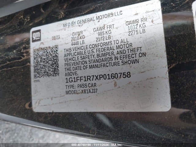 Chevrolet Camaro Rwd  Lt1 2023 1G1FF1R7XP0160758 Image 9