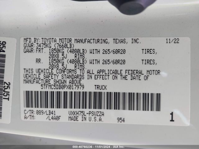 2023 TOYOTA TUNDRA HYBRID 5TFMC5DB0PX017979 Photo 8