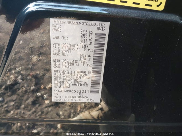Infiniti QX60 2015 5N1AL0MM9FC553211 Image 9