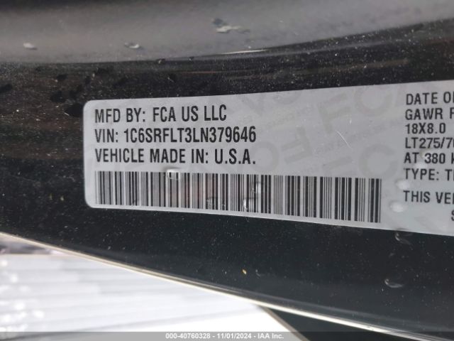 1C6SRFLT3LN379646 RAM 1500 Rebel  4x4 5'7 Box