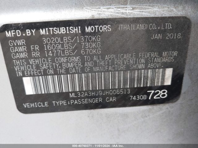 2018 MITSUBISHI MIRAGE ML32A3HJ9JH008513 Photo 8