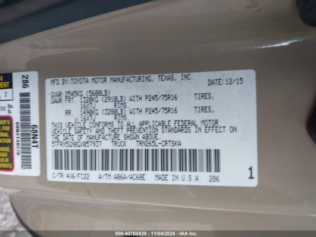 5TFRX5GN8GX057937 Toyota Tacoma Sr5