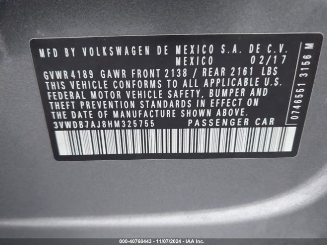 3VWDB7AJ8HM325755 Volkswagen Jetta 1.4t Se