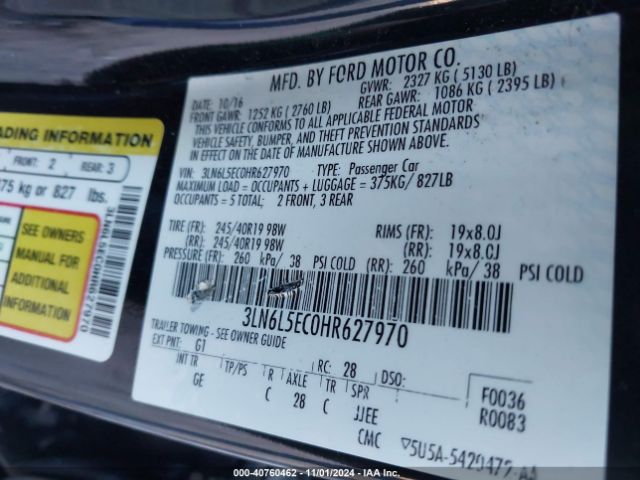 3LN6L5EC0HR627970 Lincoln Mkz Reserve