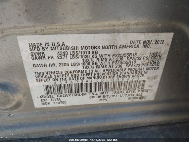 2013 MITSUBISHI OUTLANDER SPORT 4A4AP3AU4DE008929 Photo 8