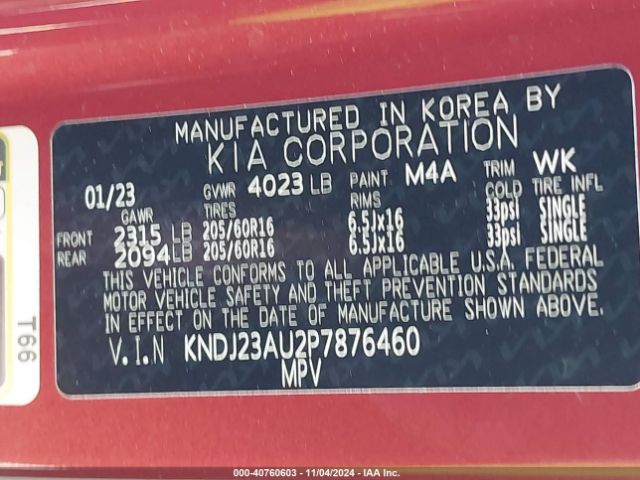 KNDJ23AU2P7876460 KIA SOUL LX