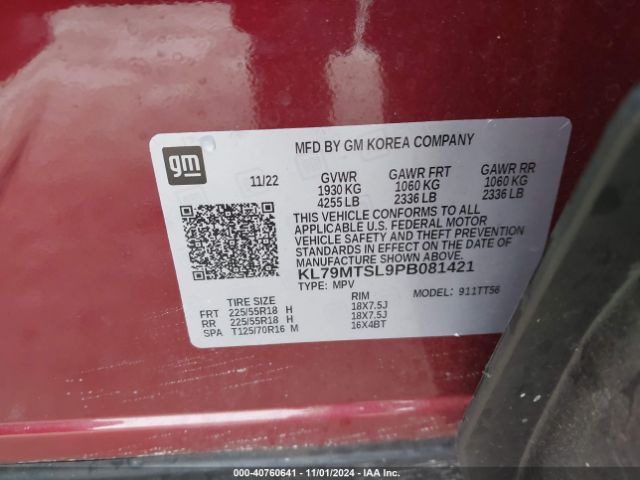 KL79MTSL9PB081421 Chevrolet Trailblazer Fwd Rs