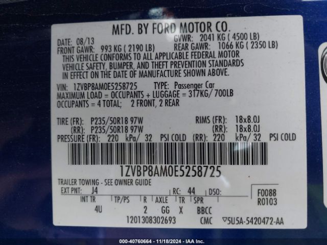 1ZVBP8AM0E5258725 Ford Mustang V6 Premium