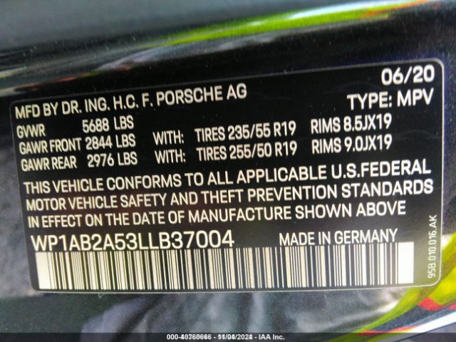 WP1AB2A53LLB37004 Porsche MACAN S