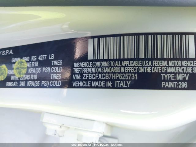 ZFBCFXCB7HP625731 Fiat 500x Urbana Fwd